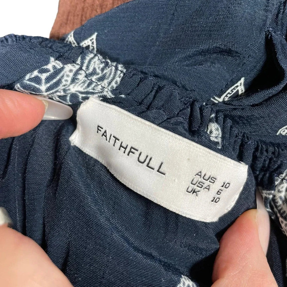 Faithfull The Brand Lane Off The Shoulder Romper Navy Blue Paisley Size US 6 - Picture 8 of 10
